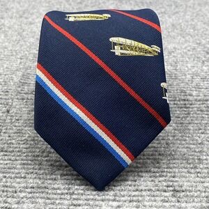 Vintage Smithsonian Institution Airplane Tie Mens Striped Aviation 70s